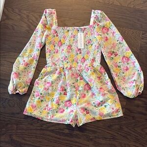 Janie and Jack Pink and Yellow Floral Jumpsuit